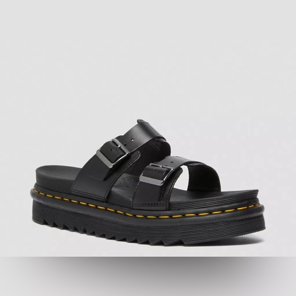 Doc Marten’s MYLES BRANDO black‎ LEATHER BUCKLE SLIDE SANDALS size 11 men new - Picture 5 of 14